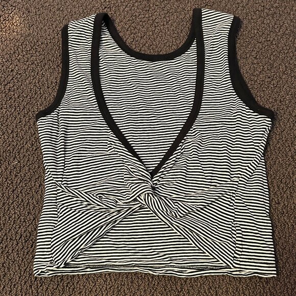Alexander Wang Striped Low Back Twist Tank - SZ L - Picture 1 of 5